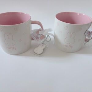 miffy Pink and White Mug with Bunny Keychain Set. $20 each